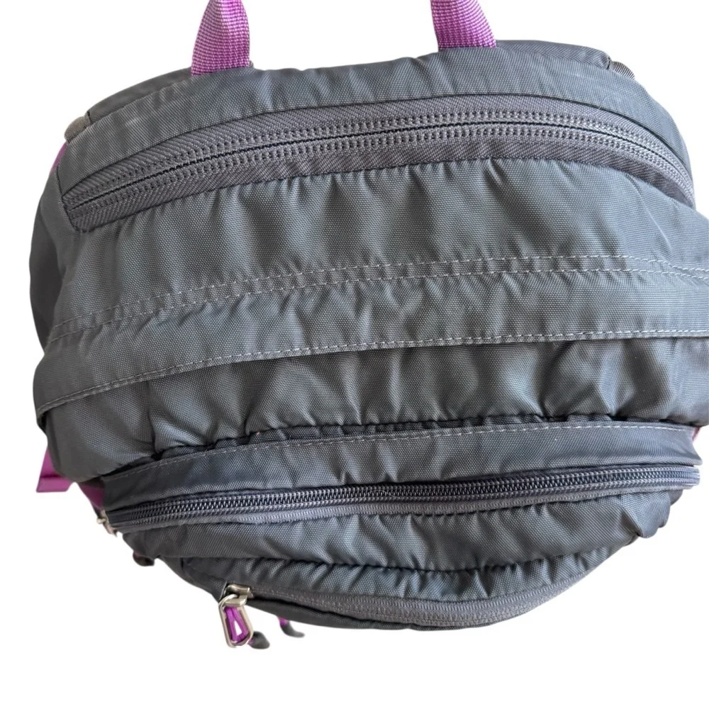 North Face Surge II Backpack Hike Camp Outdoors School laptop bag Gray Purple